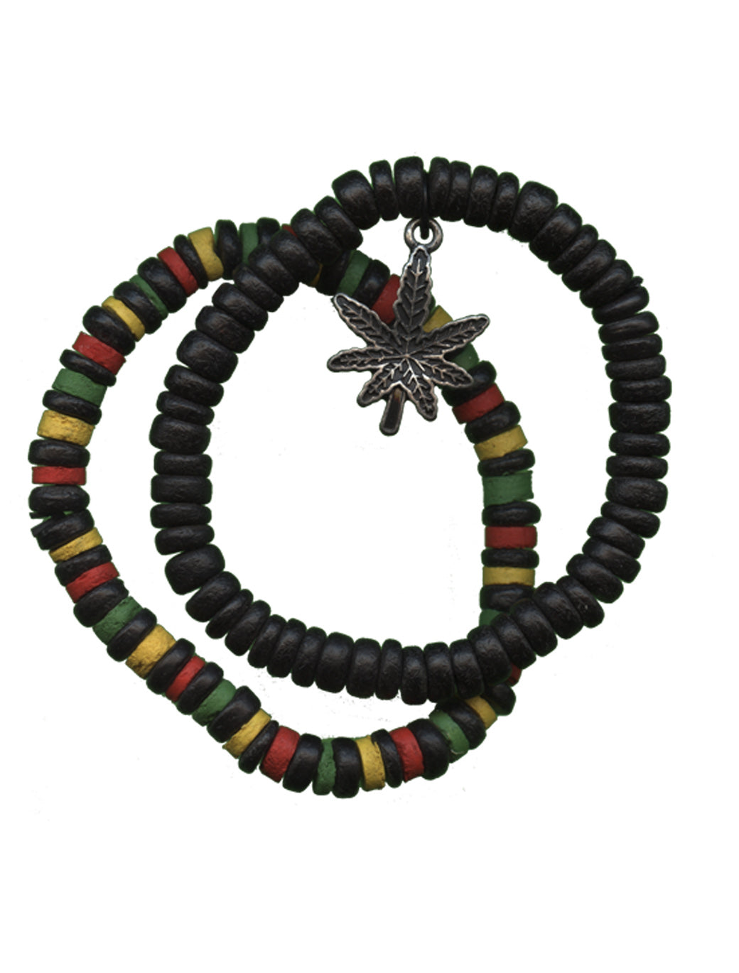 Rasta and Black Beaded Pot Leaf 2pc Set Bracelets